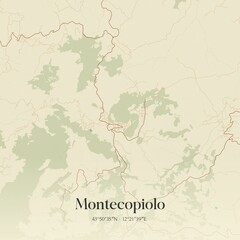 Vintage map of Montecopiolo, Italy.