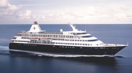 Luxury Cruise Ship Sailing Ocean Waterscape