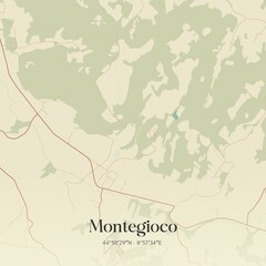 Vintage map of Montegioco, Italy.