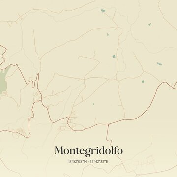Vintage map of Montegridolfo, Italy.