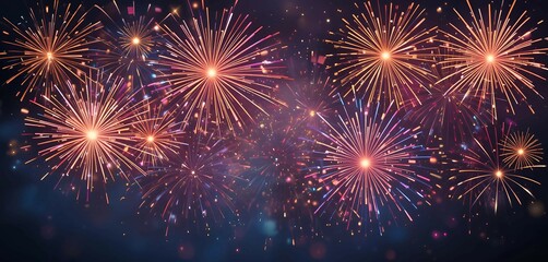 Fototapeta premium Stunning Night Fireworks Display with Bright Colors and Sparkling Light Explosions