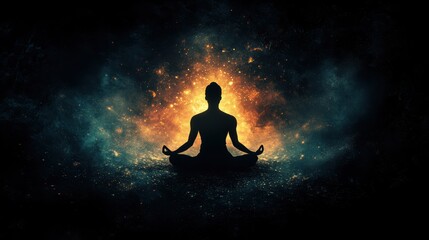 A person is doing medication with tranquil peaceful settings.