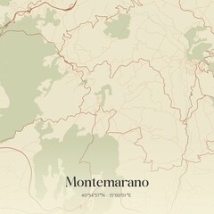Naklejka premium Vintage map of Montemarano, Italy.