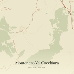 Obraz premium Vintage map of Montenero Val Cocchiara, Italy.