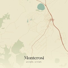Vintage map of Monterosi, Italy.