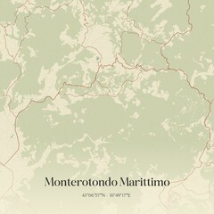 Vintage map of Monterotondo Marittimo, Italy.