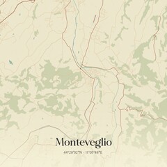 Vintage map of Monteveglio, Italy.