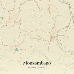 Vintage map of Monzambano, Italy.