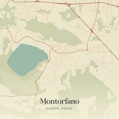 Fototapeta premium Vintage map of Montorfano, Italy.