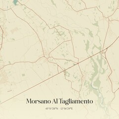 Vintage map of Morsano Al Tagliamento, Italy.
