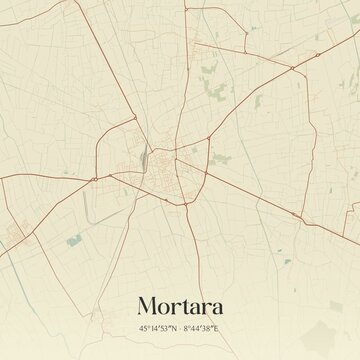 Vintage map of Mortara, Italy.