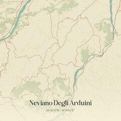 Vintage map of Neviano Degli Arduini, Italy.