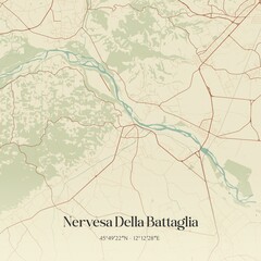Vintage map of Nervesa Della Battaglia, Italy.