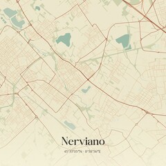 Vintage map of Nerviano, Italy.