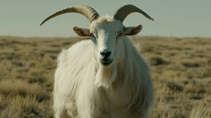 Obraz premium Majestic White Goat in Arid Landscape