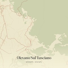 Obraz premium Vintage map of Olevano Sul Tusciano, Italy.