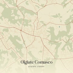 Vintage map of Olgiate Comasco, Italy.