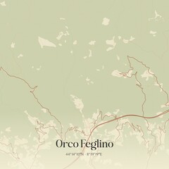 Vintage map of Orco Feglino, Italy.