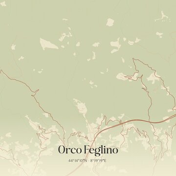 Vintage map of Orco Feglino, Italy.