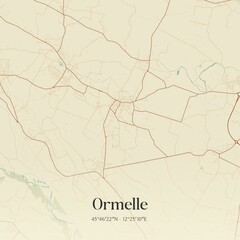 Fototapeta premium Vintage map of Ormelle, Italy.
