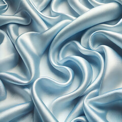 Fototapeta premium sky blue silk satin fabric, a ruffled fabric
