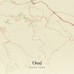 Vintage map of Ossi, Italy.