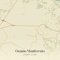 Vintage map of Ozzano Monferrato, Italy.