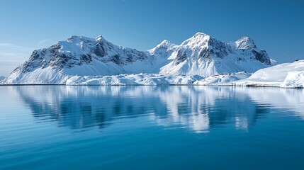 Arctic Mountains Reflecting in Calm Water.