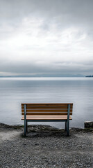 Fototapeta premium Solitude by the Lake: A Serene Moment of Contemplation