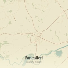 Vintage map of Pancalieri, Italy.