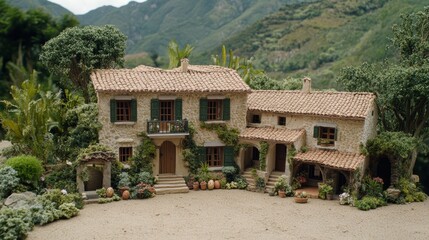 Mediterranean Villa Miniature Model Landscape
