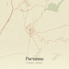 Obraz premium Vintage map of Partanna, Italy.