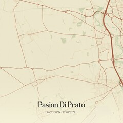 Vintage map of Pasian Di Prato, Italy.