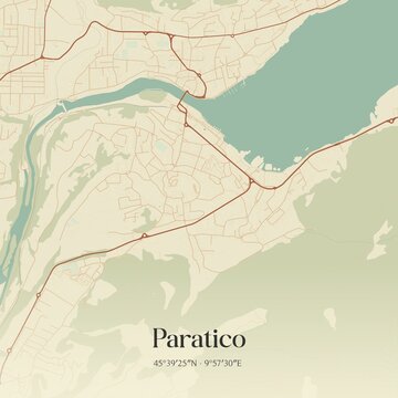 Vintage map of Paratico, Italy.