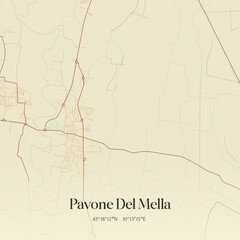 Fototapeta premium Vintage map of Pavone Del Mella, Italy.