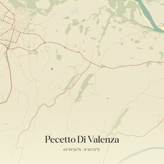 Obraz premium Vintage map of Pecetto Di Valenza, Italy.
