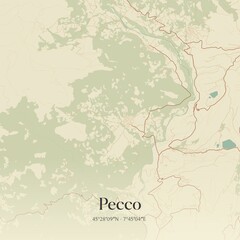 Vintage map of Pecco, Italy.