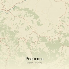 Fototapeta premium Vintage map of Pecorara, Italy.