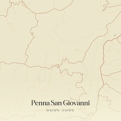 Vintage map of Penna San Giovanni, Italy.