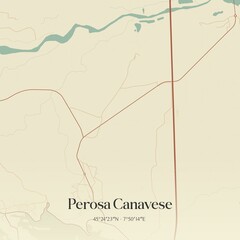 Obraz premium Vintage map of Perosa Canavese, Italy.