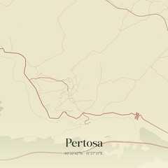 Vintage map of Pertosa, Italy.