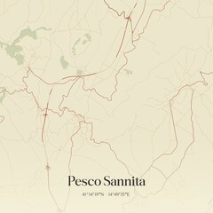 Obraz premium Vintage map of Pesco Sannita, Italy.