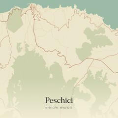 Vintage map of Peschici, Italy.