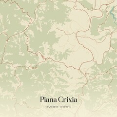 Fototapeta premium Vintage map of Piana Crixia, Italy.