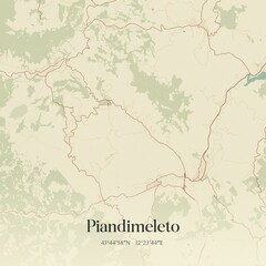 Vintage map of Piandimeleto, Italy.