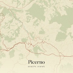 Fototapeta premium Vintage map of Picerno, Italy.