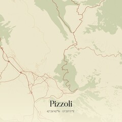 Obraz premium Vintage map of Pizzoli, Italy.