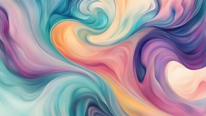Obraz premium Abstract swirling pastel background with teal, purple, and peach hues.