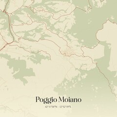 Fototapeta premium Vintage map of Poggio Moiano, Italy.