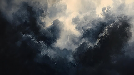 Obraz premium Dramatic Stormy Sky with Thick Swirling Clouds and Light Break